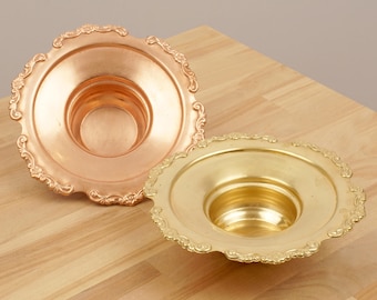 Set of two plates / trays / pin trays / ring trays / ashtrays / candle holders || Vintage Solid brass and copper