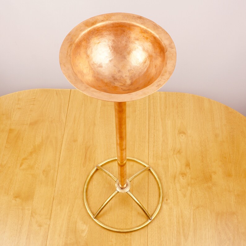 Ashtray on stand bowl on a stand Vintage Solid Brass and copper heavy and high