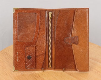 portefeuille homme cuir vintage || Marron clair || plusieurs poches || Cuir véritable