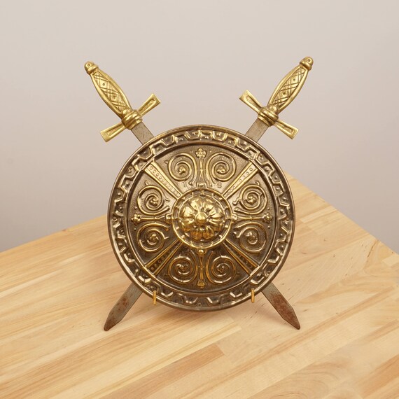 Shield and 2 Sword Wall hanging / Wall decor / Pair of swords Etsy