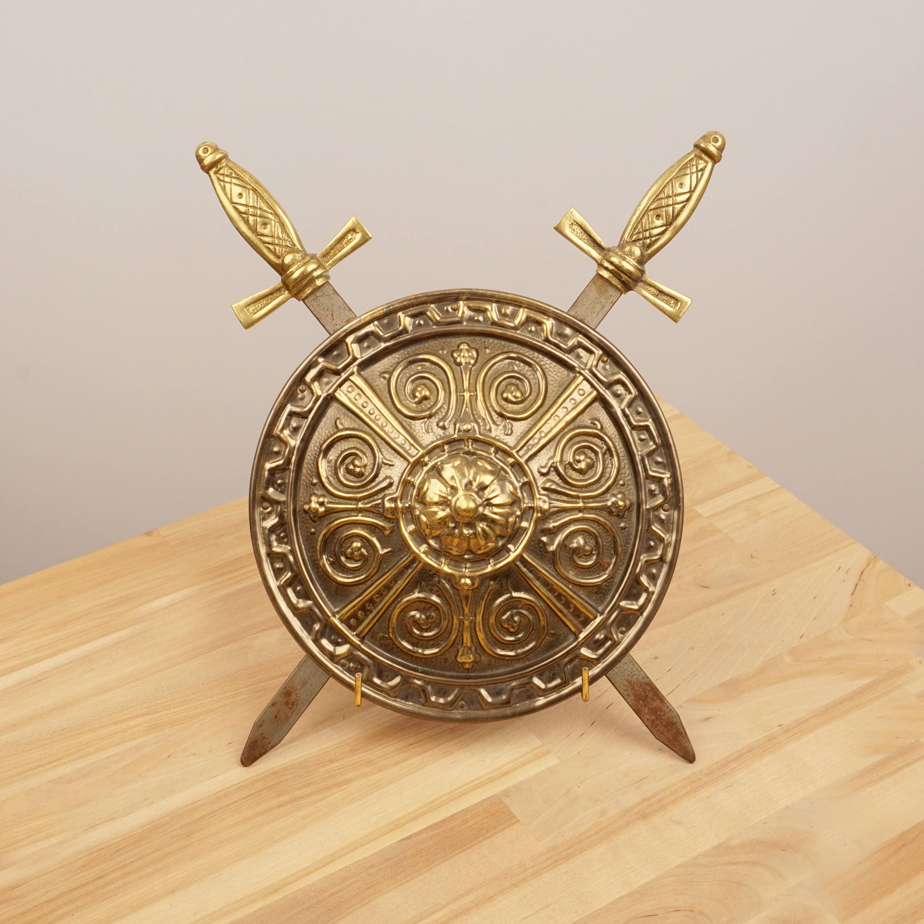 Shield and 2 Sword Wall hanging / Wall decor / Pair of swords Etsy