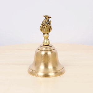 Bell – Made in England, Regency Lady Figurine Handle, Collectible English Brassware - Vintage Peerage Brass