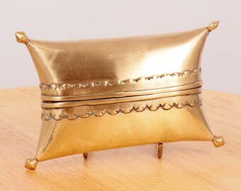 Box / container || Bag like / pillow design || Vintage solid brass box / tobacco box / nut box / money box / money case