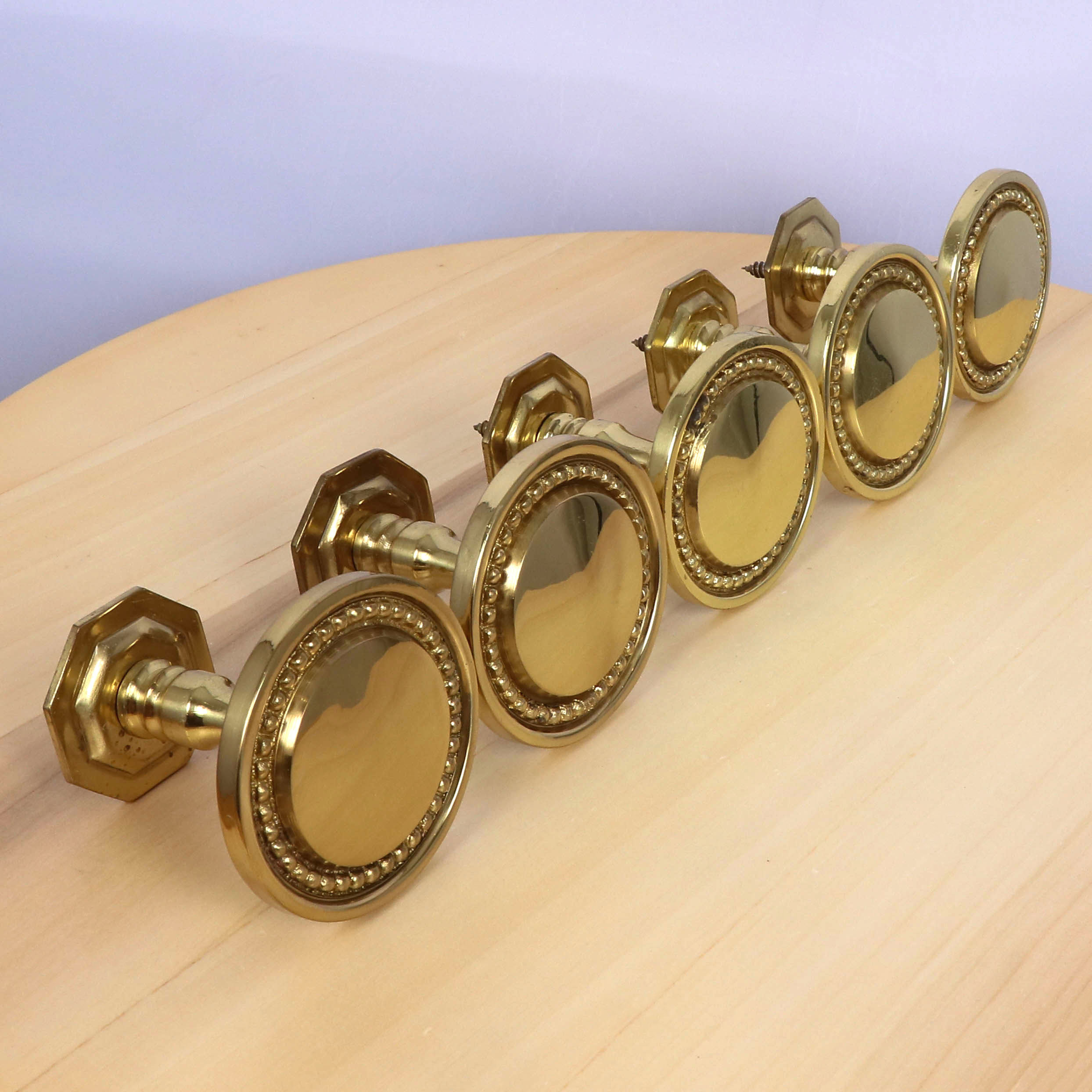 Curtain Hold Backs Set of Five || Circle Shape || Vintage Solid Brass