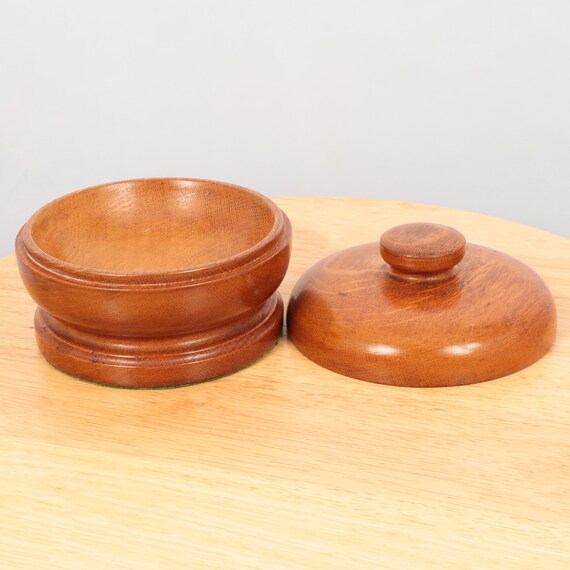 Wooden round shape box with lid / tinket  || Gree… - image 8