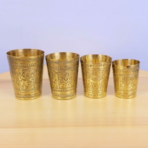 Small set of four vases / glasses || Different sizes || Vintage solid brass