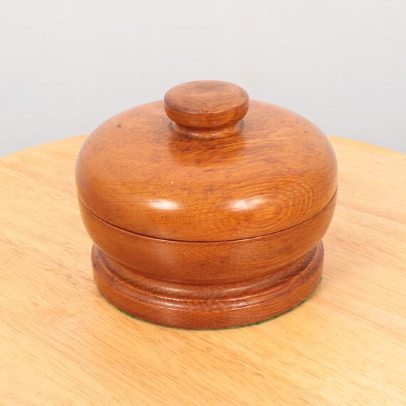 Wooden round shape box with lid / tinket  || Gree… - image 1