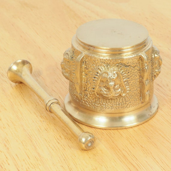 Mortier Et Pilon En Laiton Antique Fait Main 19c Eur... 605