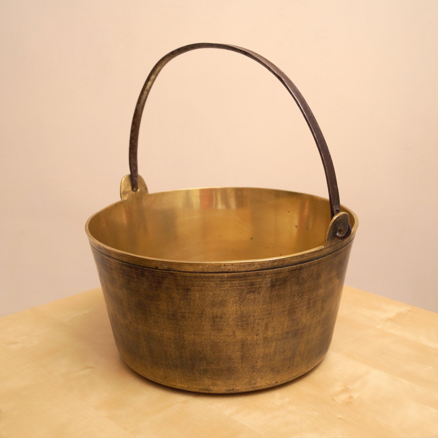 Antique Brass Very Heavy and Large Bucket With Iron Handle Etsy UK