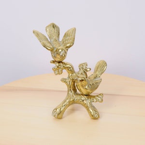 2 Birds on a branch ||  3 piece sculpture  ||  3 piece sculpture || Vintage Solid brass