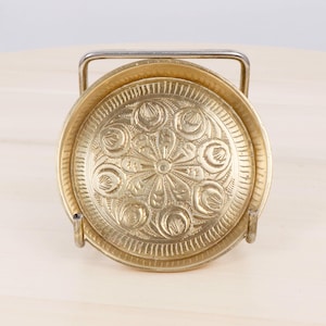 Vintage messing schaaltje voor snuisterijen | Klein geëtst messing opvangbord | Boho-ringhouder | Decoratief mini-muntenbakje | Hollywood Regency-decor