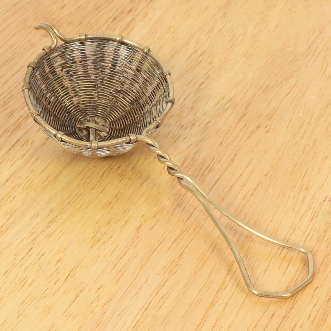 Hand woven wire Tea Strainer Vintage Brass Foreign Etsy