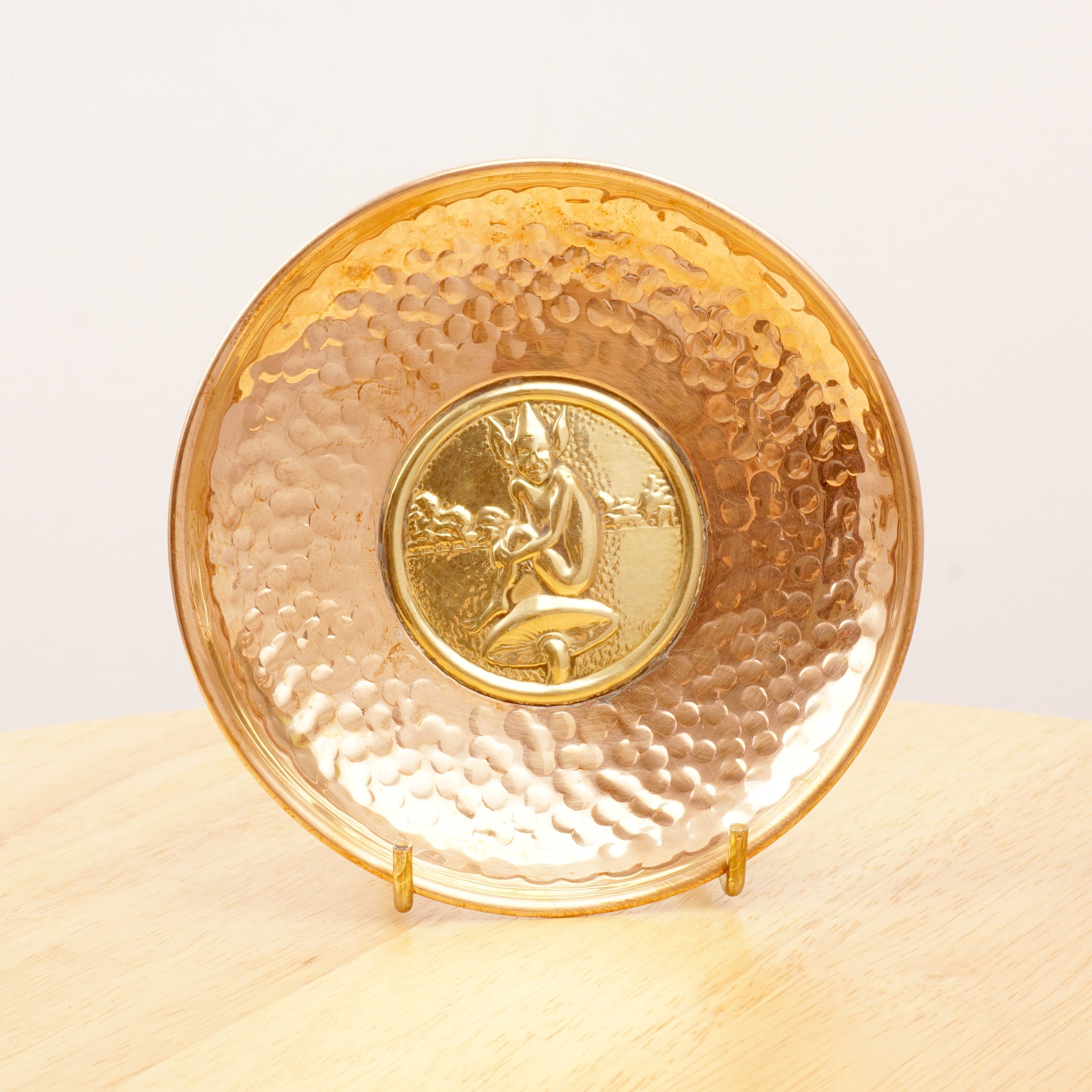 Image of 13 cm Pixie Tray/Dish Plate Ashtray || Vintage Copper Ans Solid Brass