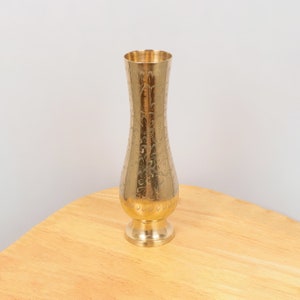 Brass vase /  tall vase  || Vintage solid brass || handmade engraved floral ornaments