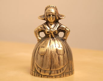 Vintage Victorian Lady Brass Handbell - hand bell dress bonnet ornament figurine || Made in England Peerage
