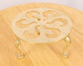 Kettle stand tea pot stand Vintage solid brass Can also be used as a plant pot stand Simple design