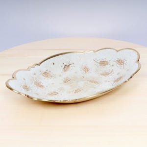 Bowl / Plate / Dish || leaf flower bowl white enamel glaze design || Vintage solid brass
