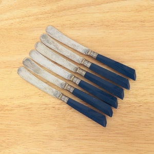 6 knives || Vintage solid stainless and plastic Secure Handle || EPNS