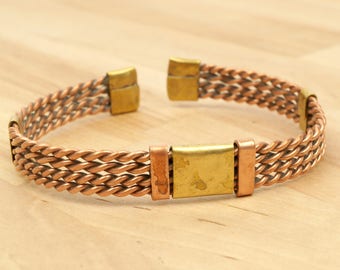 Pulsera / Brazalete / Brazalete // Latón y cobre // Vintage // Hecho a mano