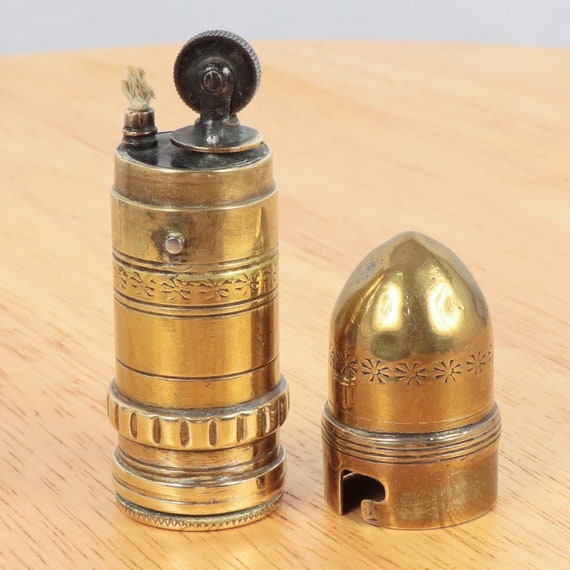 bullet cigarette lighter Antique Lighter / Trench Art Lighter / Lighter Made of Bullet || | Vintage  Solid Brass || Retro Style || Lid / Snuffer