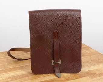Fancy Dark Brown Swiss Army Military Leather Shoulder Bag Card