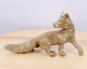 Fox sculpture || Vintage solid brass || Heavy and filled / full || Vintage solid brass fox