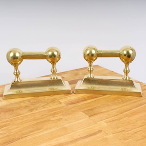 Vintage Solid Brass Fireplace Andirons - Heavy Duty, Pair - Elegant Home Decor