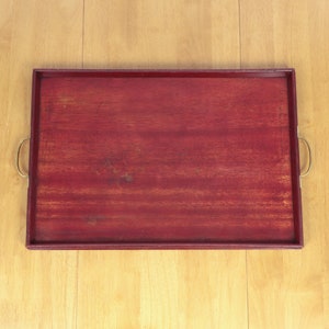 Wooden Serving tray with brass handles || Rectangular shape || Simple design || Vintage wood / retro tray
