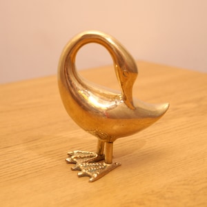 Vintage Brass Swan Statue / Sculpture