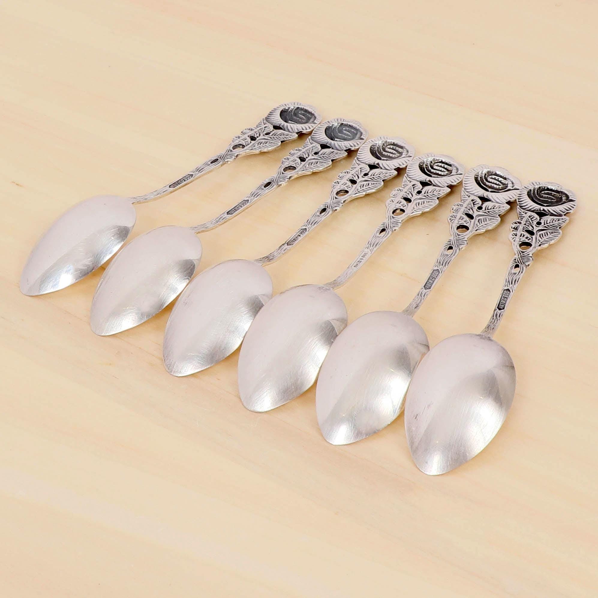 アンティコ 800 シルバーローズ デミタスコーヒースプーン 6本セット