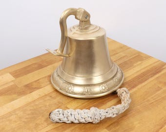 Nautical Ship Fog Bell - Door Bell -  Vintage Solid Brass Wall-Mounted Ship’s Bell with Rope Pull – Nautical Décor