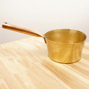 Decoratieve koekenpan / kookpot / kookpot || Vintage massief messing en koper