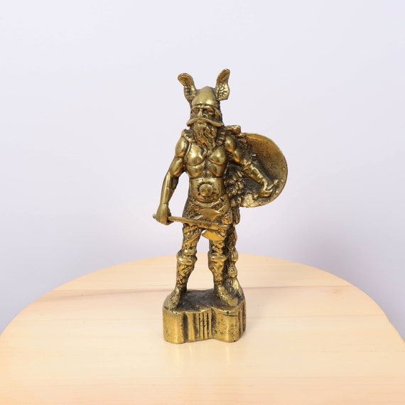 Viking / Warrior / Solder Vintage Brass Figurine / Statuette of an Ancient  Viking 