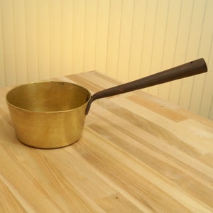 14 cm Boiler Pot / Kettle with Cast iron handle || Vintage Solid Brass || Cooking Sauce Pan