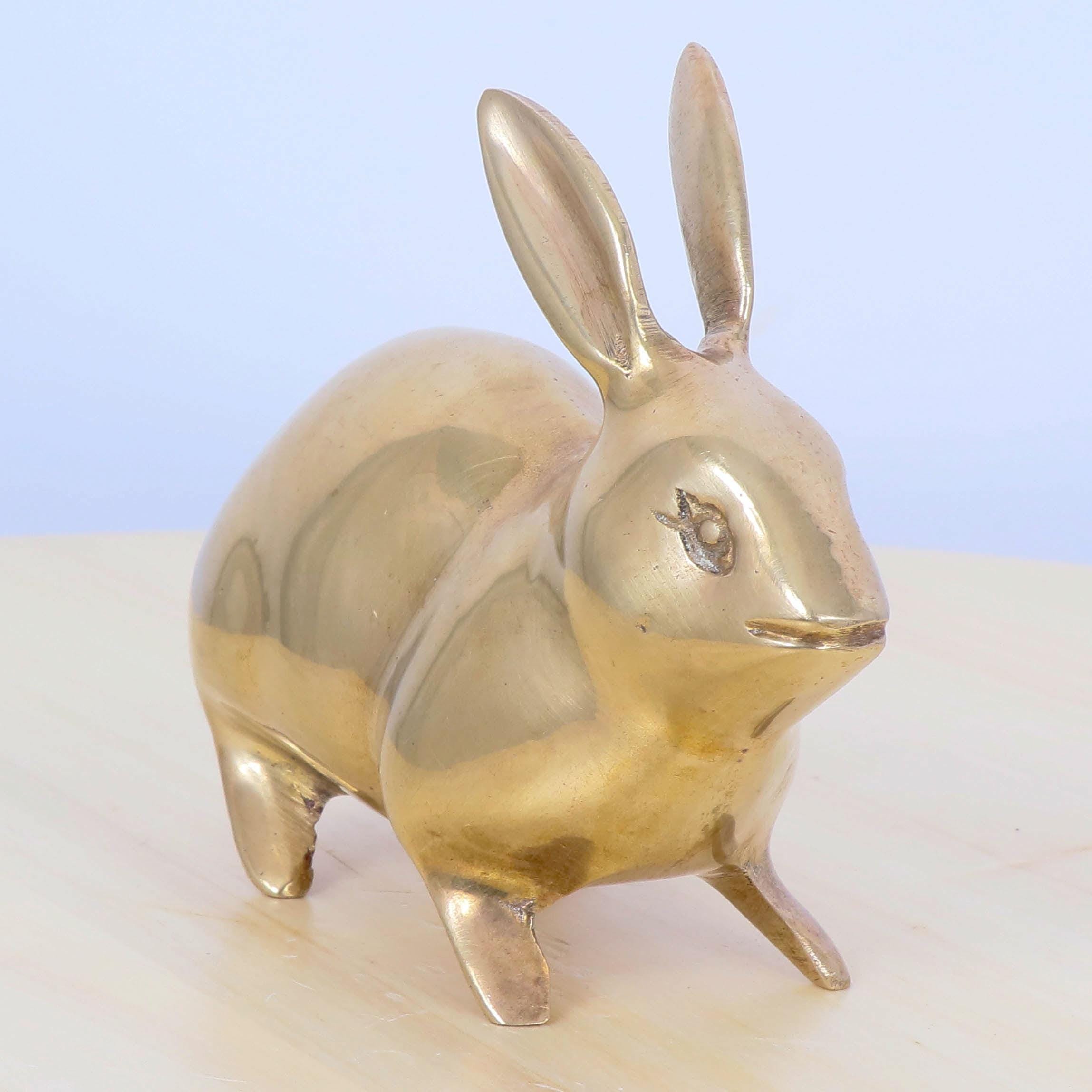Vintage Solid Brass Bunny | Mid-century Rabbit Figurine | Brass Animal ...