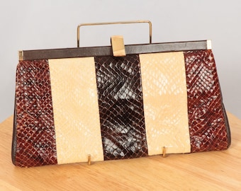 Jan Shilton Snakeskin Clutch Bag / purse || Vintage genuine leather Made in England
