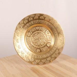30 Plate / Dish / Tray / Wall hanging  || Vintage solid Brass ||  Handmade Engraved Arabic and  Floral design