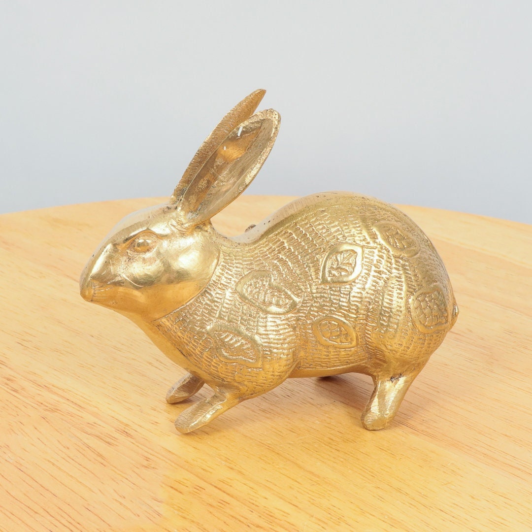 Rabbit Sculpture / Figurine / Statue || Vintage Solid Brass Hare ...