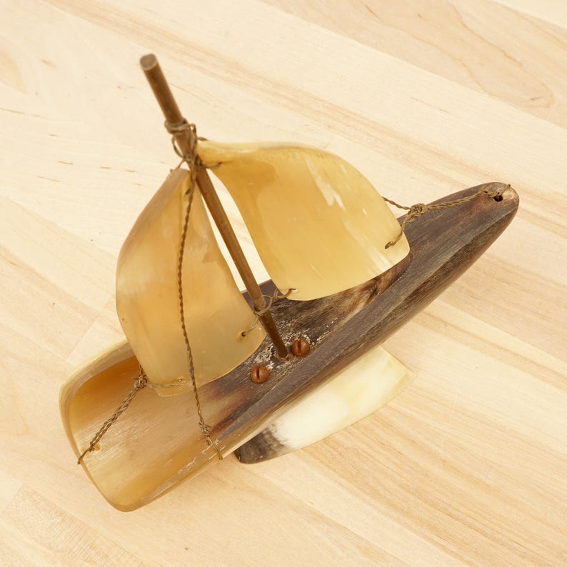 Horn sail boat / yacht / ship Vintage horn boat handmade Etsy