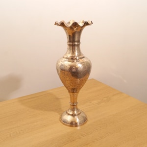 Huge Vase with floral design || Large Solid Bras vintage condition || simple classic shape