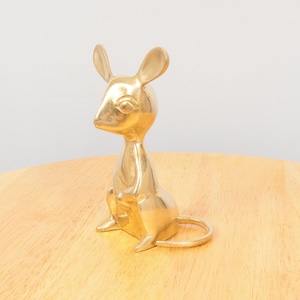Vintage Solid Brass Mouse figurine / gift for mouse lovers / golden brass mouse