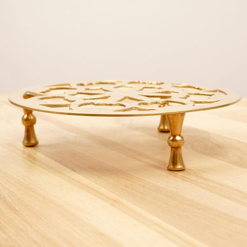 Kettle Stand Floral Design Vintage Solid Brass Etsy Denmark