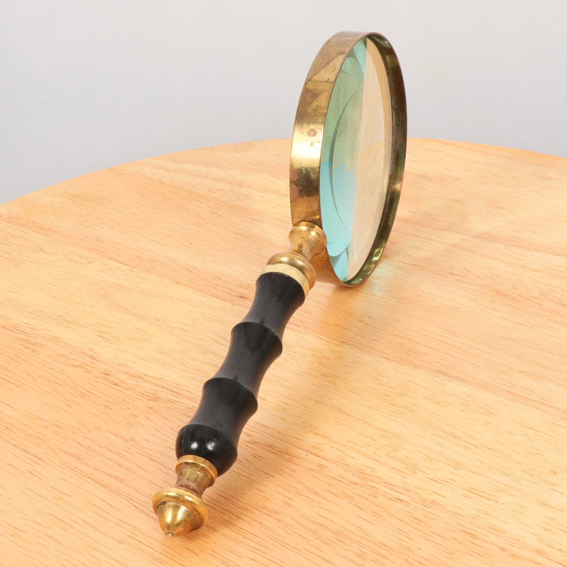Magnifying Glass / loupe Vintage solid brass frame and wood Etsy