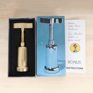 Wine bottle opener || Corkscrew || Vintage solid brass Made in Italy || with origninal box