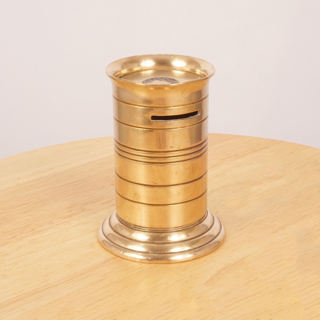 Savings Bank Made of Army Shell || Vintage Solid Brass Piggy Bank ...