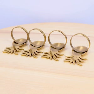 4 Napkin Rings Vintage Solid Brass Pineapple design image 9