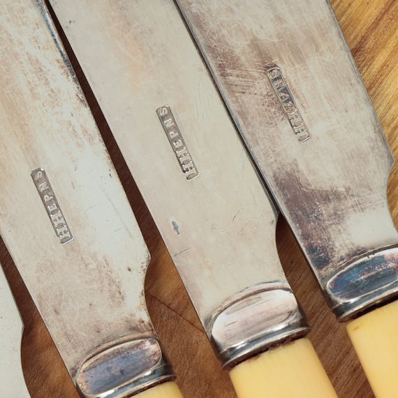 Vintage Fork and Knife Set in Wood Box || Wood and Fabric Box