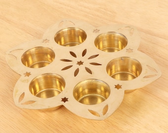 Juego de seis portavelas // Latón macizo vintage // Diseño de estrella // Portavelas de estrella
