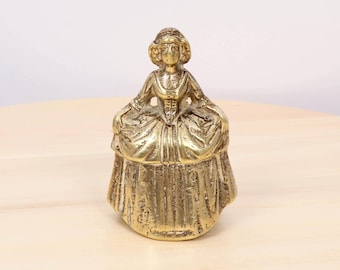 Lady Figur Glocke - Handglocke aus massivem Messing im viktorianischen Stil, Sammlerstück Wohnkultur, Retro Geschenk für Sammler - Vintage Messing