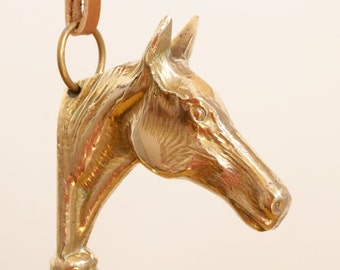 Vintage Solid Brass Shoe Horn – Horse Head Handle – Long Elegant Design, 46cm